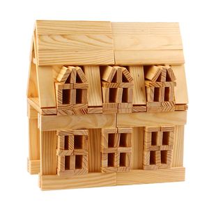 一点木头建筑孩工地益智类积木儿童长条木质积木玩具3-6周岁