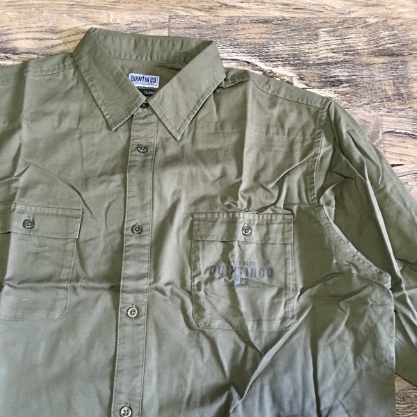 原quintin mfg 军事风格 纯棉长袖衬衫 军绿色