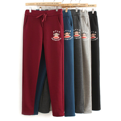 冬加绒卫裤学生运动裤宽松加厚女生裤子韩版休