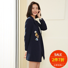 外套 翻领绣花修身 OSA欧莎2017春季女装 显瘦小西装 西装 2件7折