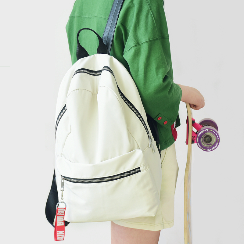 【新品】poy韩版学院风软布背包女简约纯色旅行双肩包大学生书包