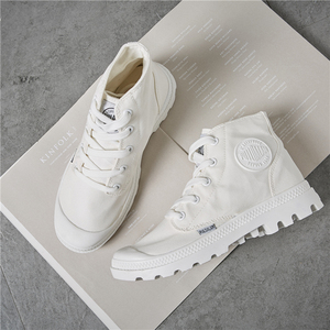 高帮学生系带帆布鞋