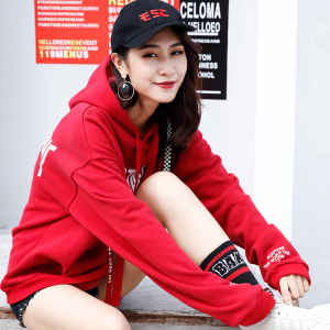 学生加绒连帽卫衣