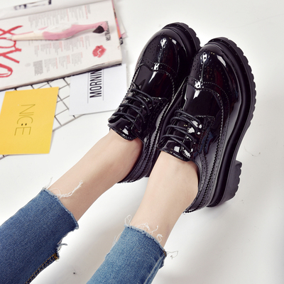 2016包邮英伦风布洛克女鞋厚底鞋女系带学生