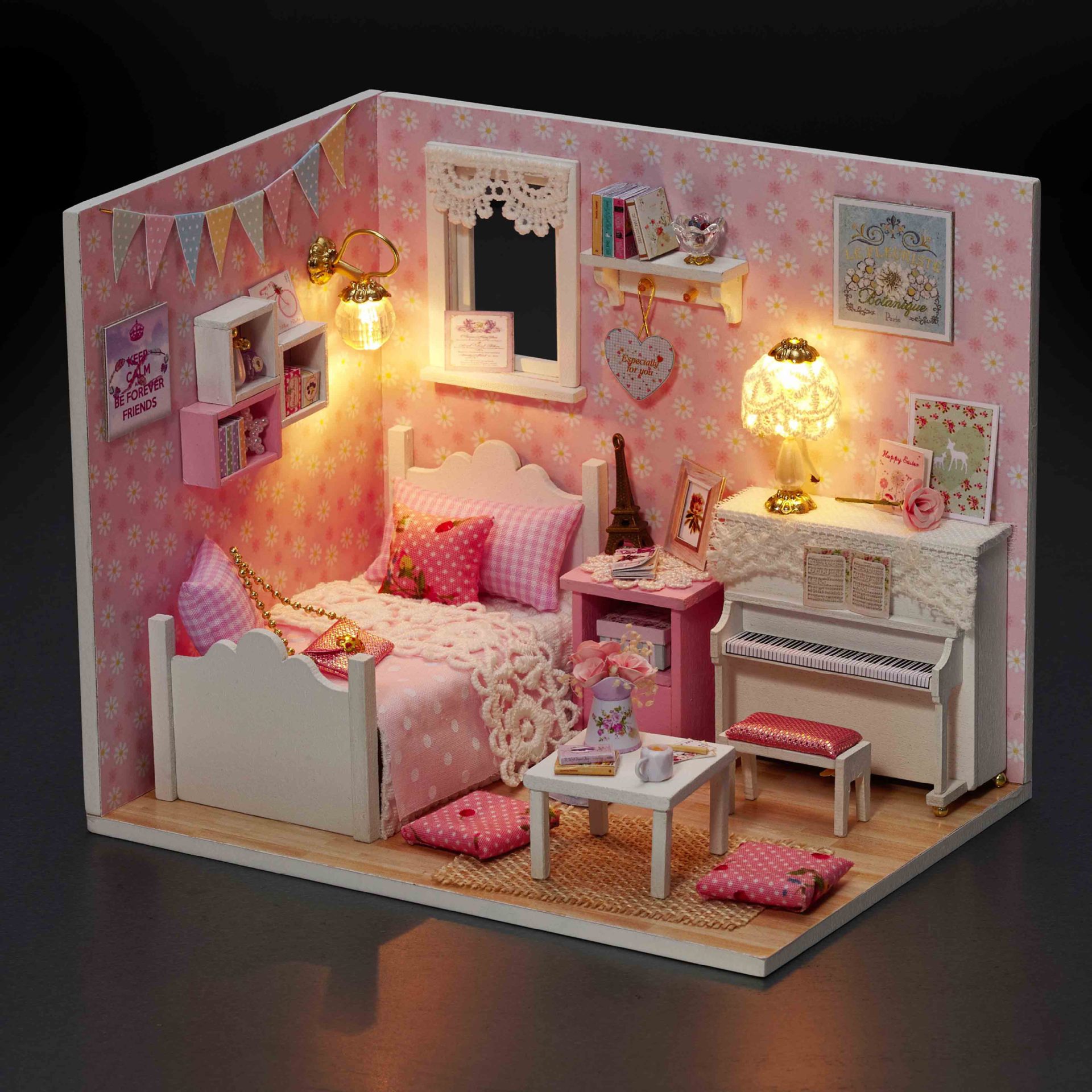 清新微型公主房创意 diy小屋手工拼装模型小房子女生儿童生日礼物
