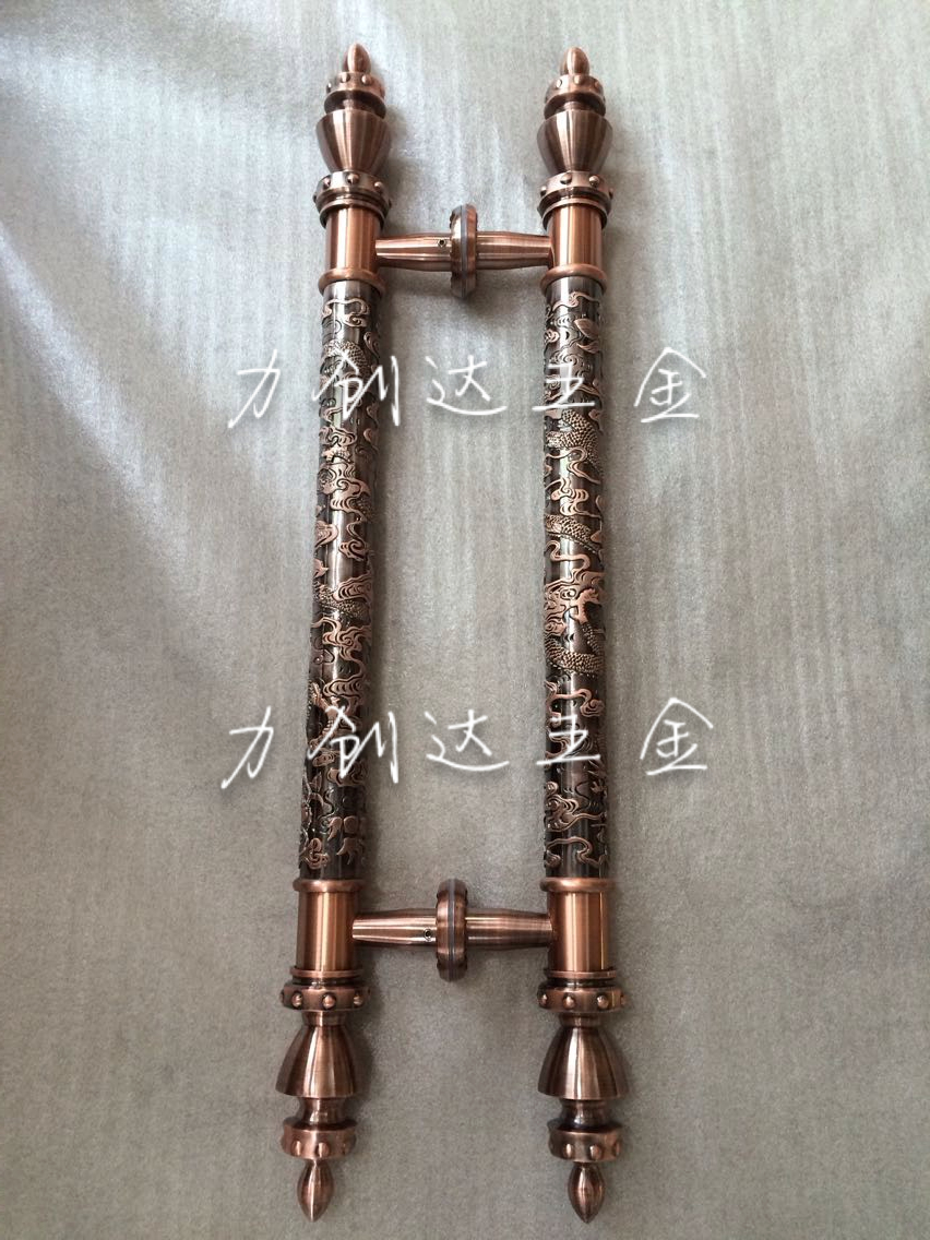 仿古现代豪华古铜酒店欧式大门拉手木门玻璃门龙纹管拉手管径38mm