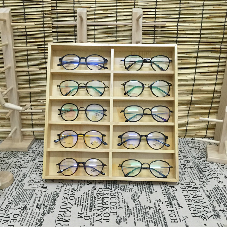 实木眼镜展示盒 摆放太阳镜 陈列道具眼镜展示架 墨镜收纳盒