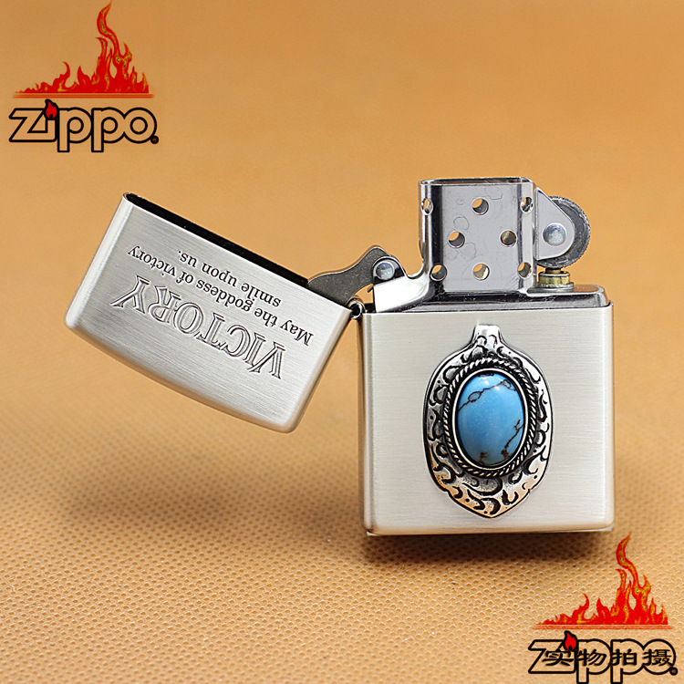 原装正品zippo打火机 日版镀银幸运之石绿松石 zbt-2