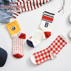 3双学院风运动棉袜子