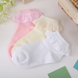 春夏儿童袜子纯棉女童棉袜宝宝蕾丝花边公主舞蹈学生短袜4双包邮
