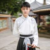 汉尚华莲传统汉服男装日常深灰龙纹交领襦裙绣花春夏款齐腰襦裙