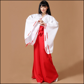 包邮动漫cosplay服装犬夜叉 桔梗cos巫女动漫服 假发木屐弓箭道具