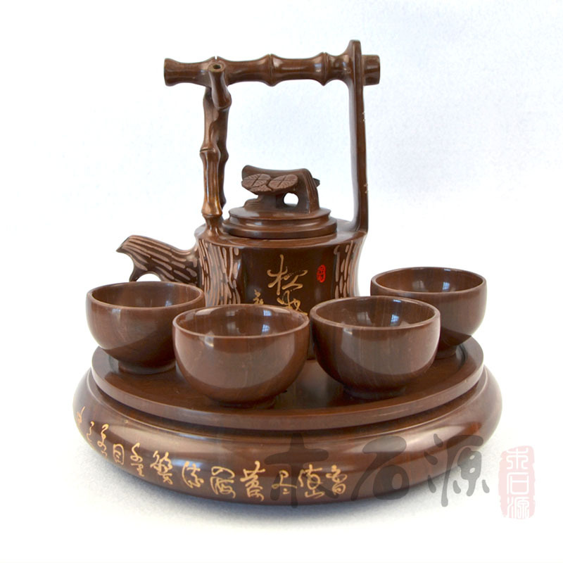 【清幽】济南特产木鱼石松涛茶壶茶具茶杯茶海套件 高档礼品