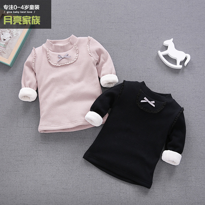 0-1-2-3岁女童装冬装女宝宝加绒T恤秋冬款高领