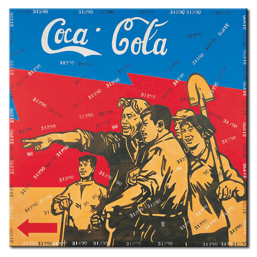 简约客厅装饰画纯手绘油画文化大革命王广义大批判系列油画作品