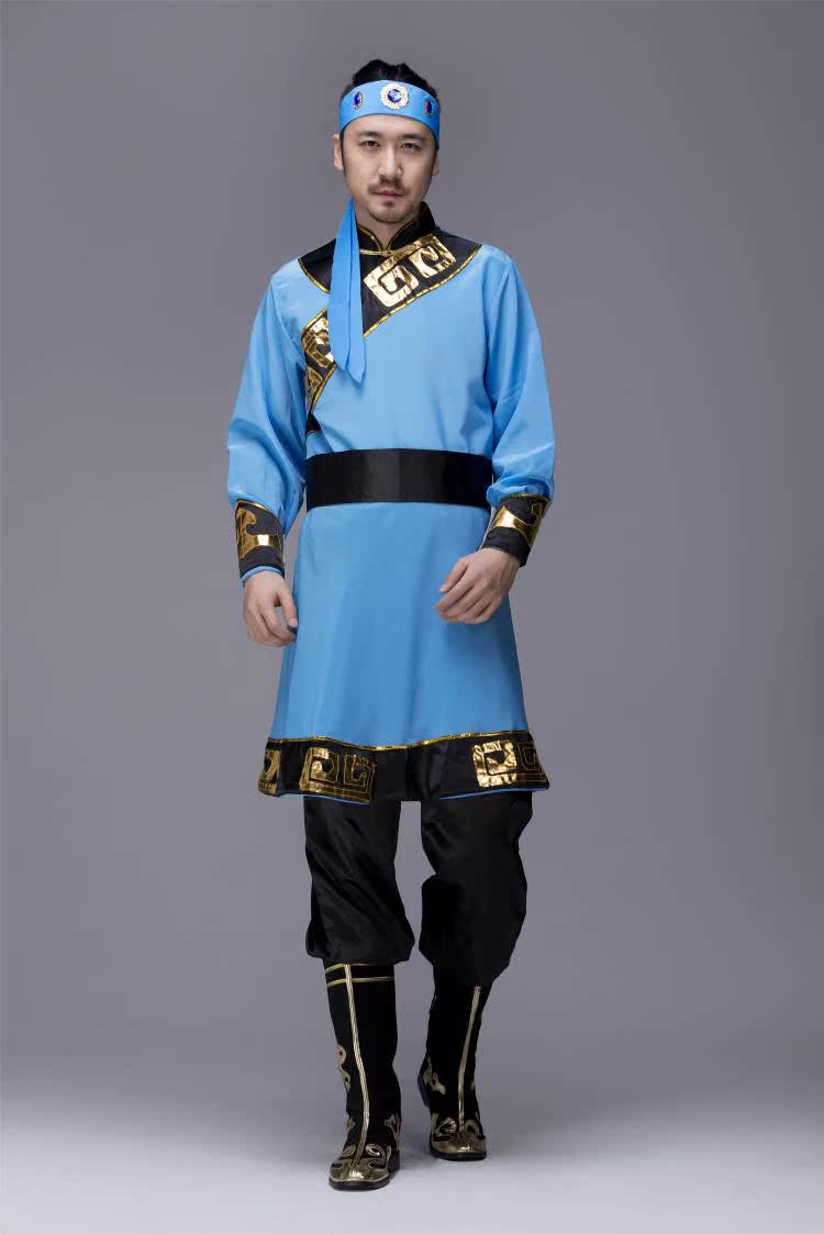 新款蒙古族舞蹈演出服男内蒙古成人表演服饰成人少数民族表演服装