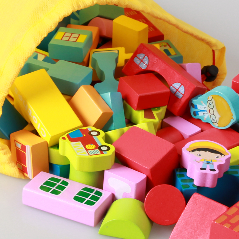 积木教益玩具儿童宝宝城市周岁智力木制巧灵珑