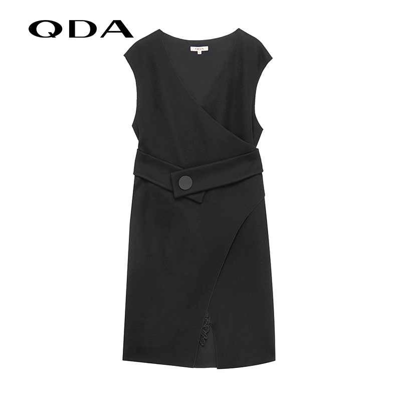 QDA2017秋冬新品商场同款女装时尚蕾丝拼接马甲式连衣裙79414901