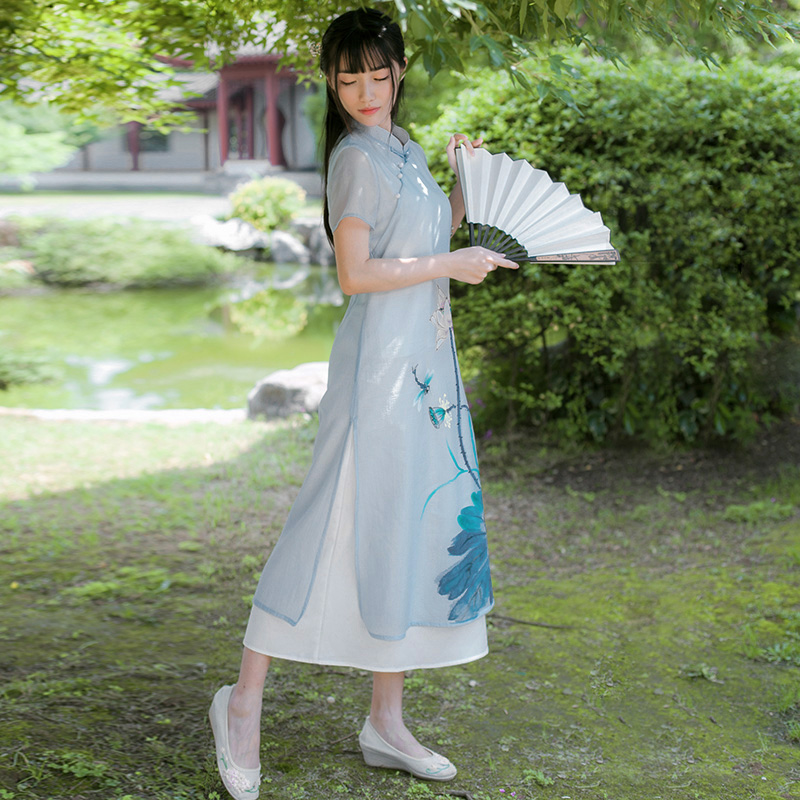 改良汉服女 古装改良中国风中式旗袍连衣裙 手