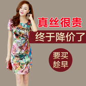 显瘦收腰大牌真丝连衣裙女 中长款 清仓2017夏装 修身 新款 桑蚕丝特价