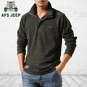 加肥加大体恤打底衫 T恤纯棉翻领大码 Jeep 长袖 战地吉普男装 Afs