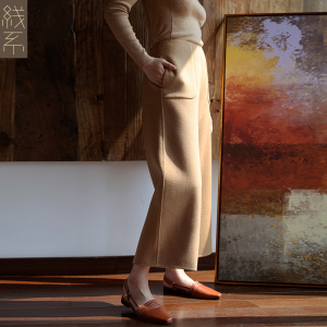 双面羊毛绒阔腿裤