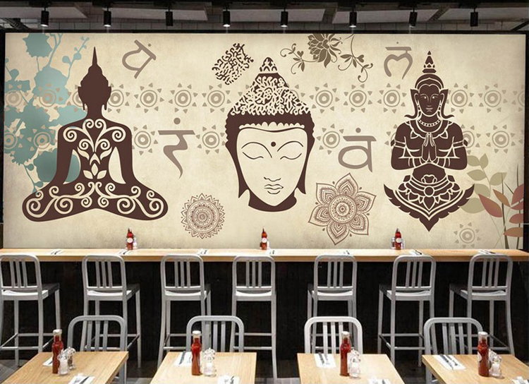 东南亚热带风情墙纸卧室客厅舞蹈室工装壁纸泰国大象民族大型壁画