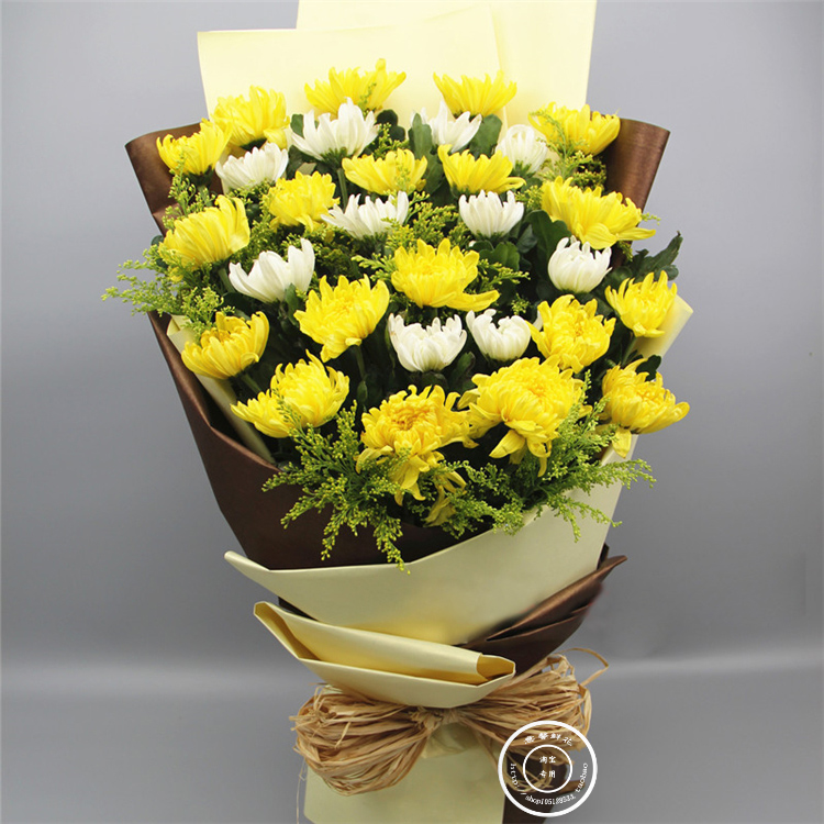 祭奠花束西安同城速递黄白菊花快递清明节扫墓送花哀悼上坟祭奠花