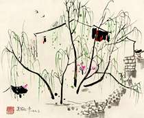 春ah265吴冠中装饰品宣纸印刷品中国画名人字画名家书画山水画