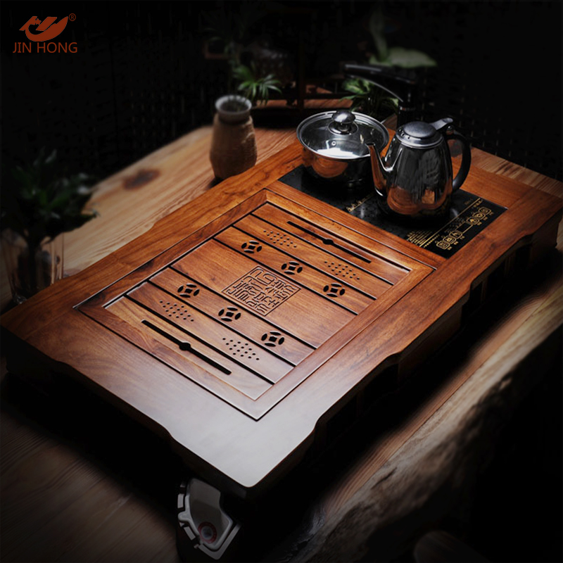 靳泓 花梨木茶盘 茶海 茶托 四合一电磁炉自动抽水 茶盘实木