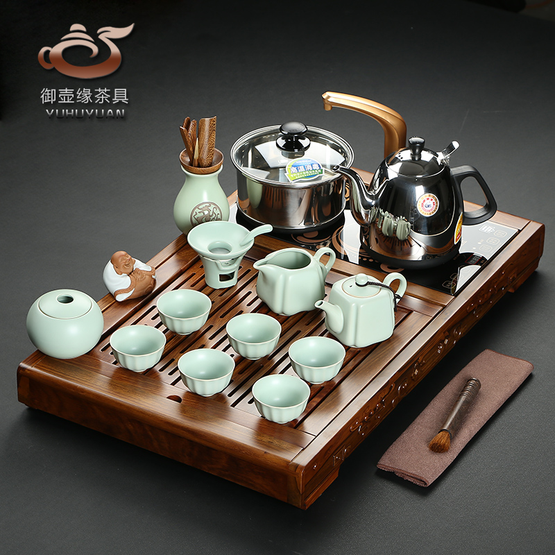 金灶电磁炉花梨木红木茶盘小号四合一功夫汝窑茶具套装特价茶艺海