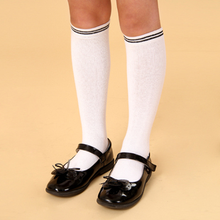 配校服学生袜 女童中筒袜 英伦风学生袜 宝宝高筒袜 白色男童袜