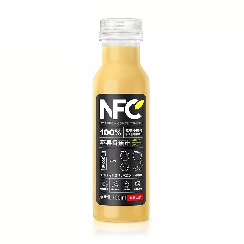 农夫山泉nfc果汁 苹果香蕉汁 鲜果冷压榨饮料300ml*24瓶整箱6月产