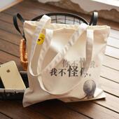 日韩文艺简约潮字母包帆布包女单肩包手提包环保帆布袋手提购物袋