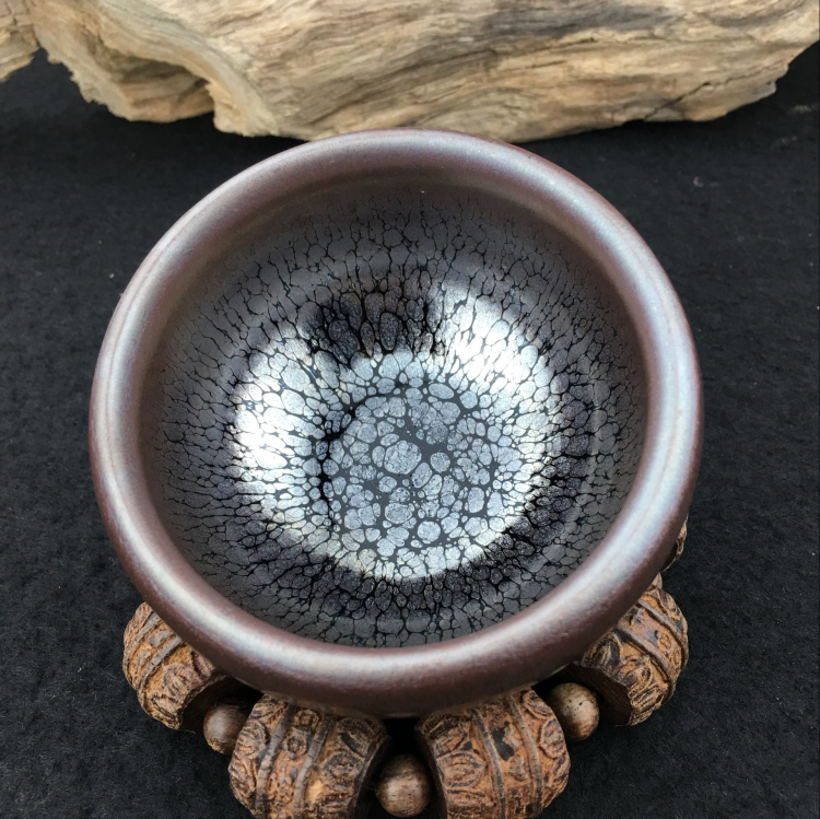 微瑕盏建阳建盏油滴鹧鸪斑茶杯茶盏黑釉铁胎原矿釉品茗杯禅定器型