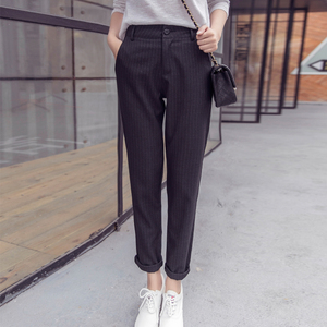 休闲条纹西装哈伦裤