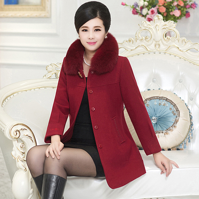 中老年羊绒大衣女短款中年人大码女装妈妈装羊