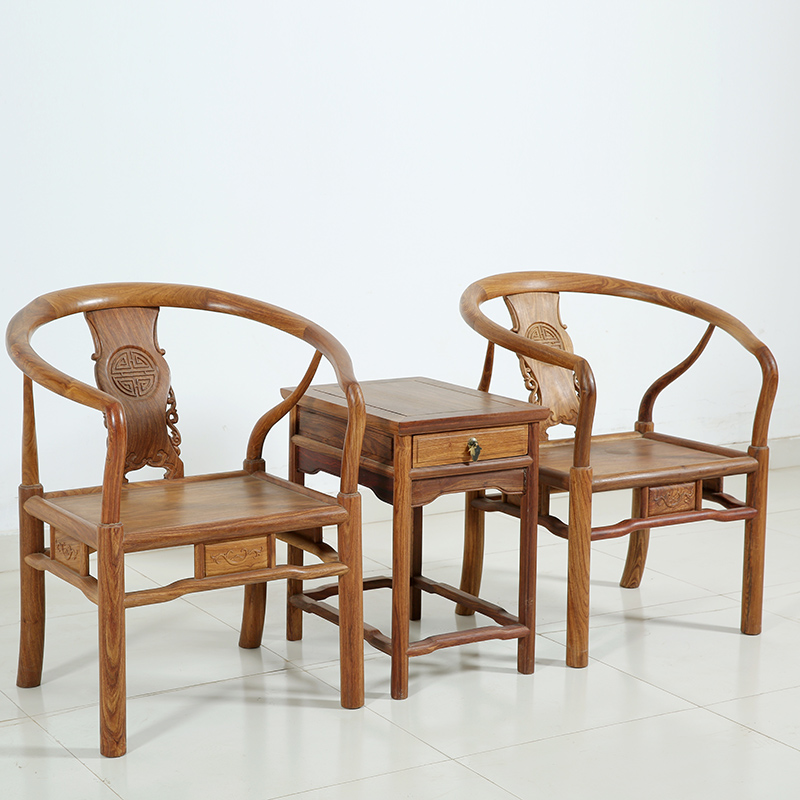 红木家具 花梨木围椅三件套 仿古中式实木客厅圈椅 休闲椅 圆椅