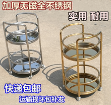 包邮 圆形双层酒水车不锈钢手推车酒店服务车4S店茶水车家用小餐车