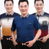 天天特价夏季爸爸短袖t恤上衣中老年人男装中年男士冰丝棉40-50岁