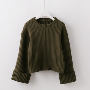 新款高腰短款套头毛衣