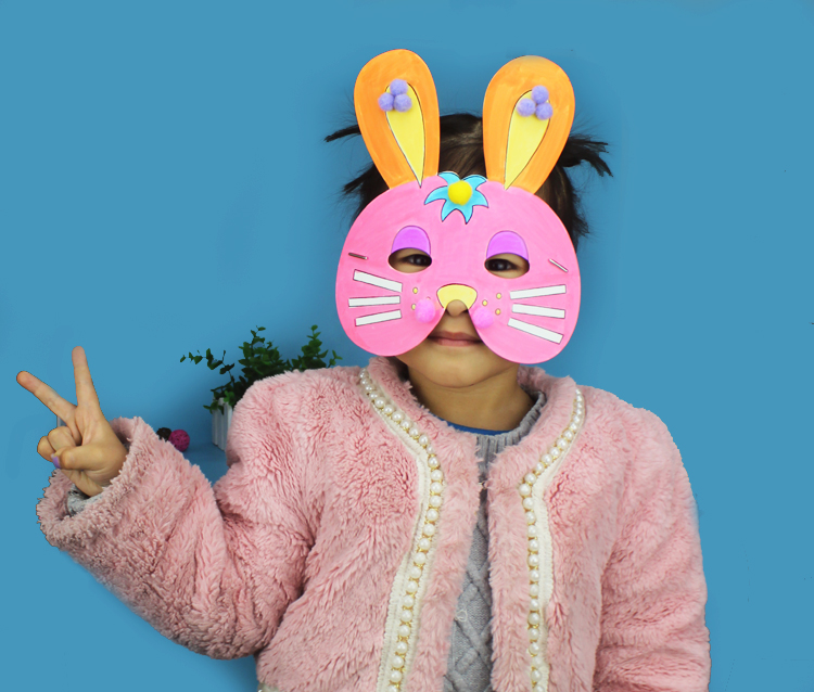 动物兔子玉兔面具表演道具涂色幼儿童手工diy材料包亲子活动
