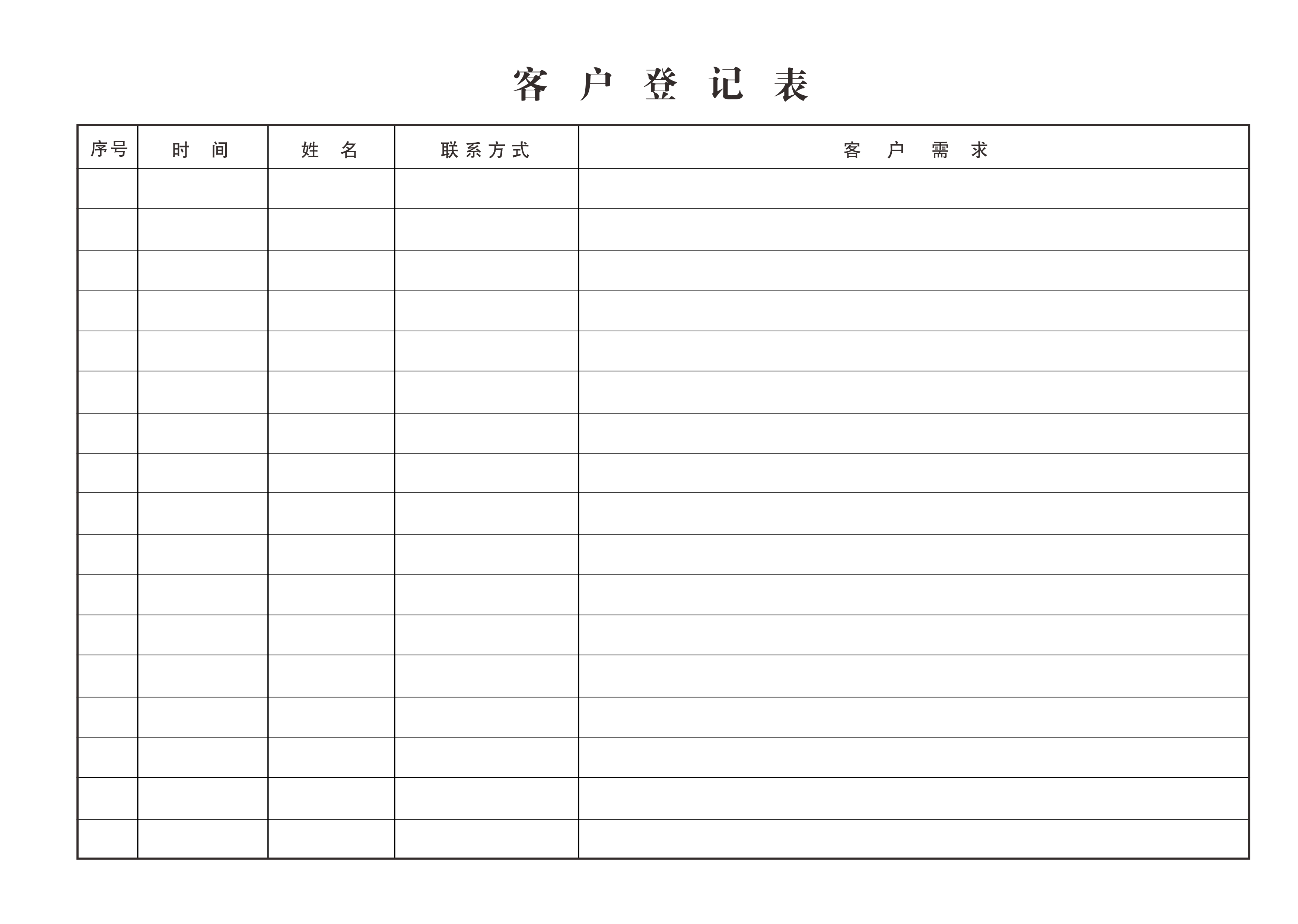 客户登记表房产中介专用登记本来客登记表访客登记