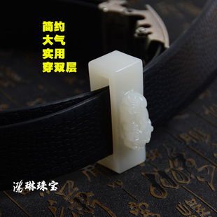 新疆正品和田玉白玉招财貔貅精雕皮带扣男款腰带扣珠宝玉石玉器