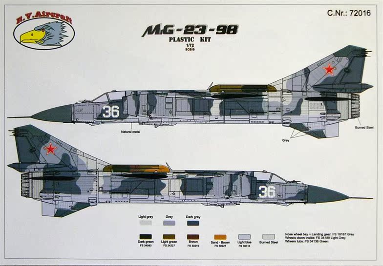 rv72016苏联空军米格23-98/mig-23-98战斗机1/72拼装模型