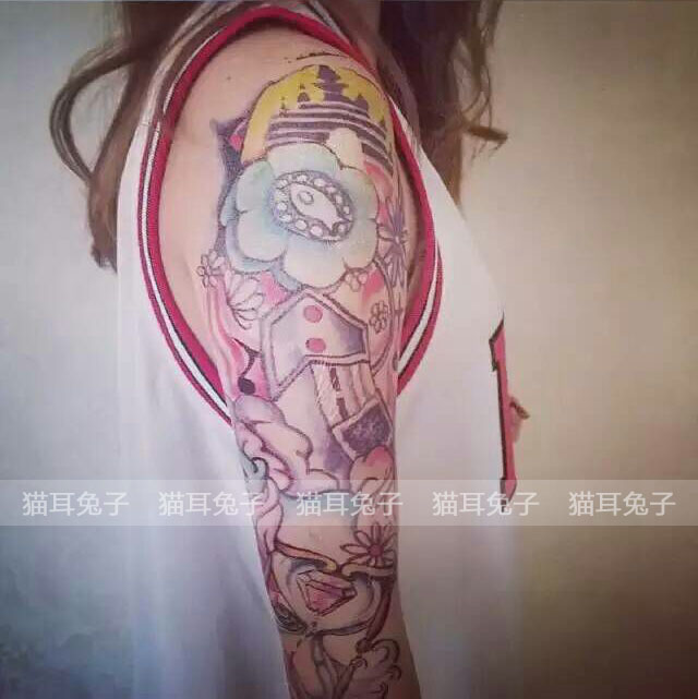 纹身贴防水花臂男女生持久彩色小清新图腾一次性手臂刺青全臂贴纸