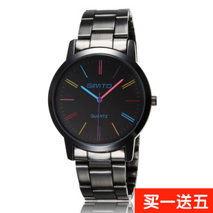 正品潮流钢带手表男款黑色石英表学生韩版时尚