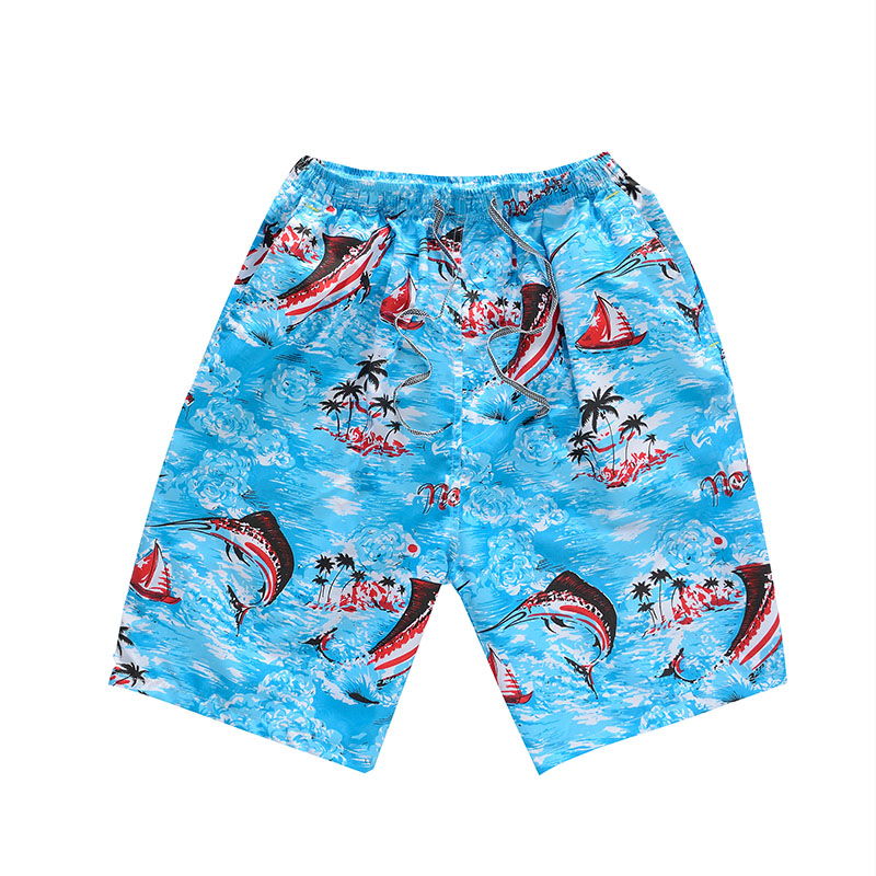 夏季薄款男士五分沙滩裤宽松透气速干裤青年大花裤衩休闲运动裤潮