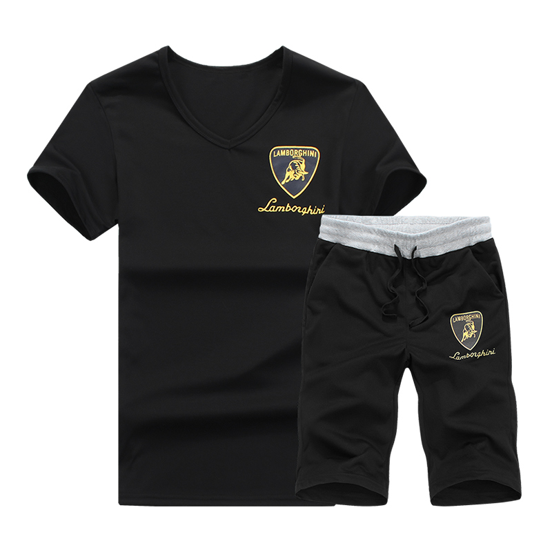 男士夏季休闲运动套装短袖夏季圆领运动服青少