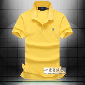 青年男士短袖T恤纯色翻领体恤大码polo衫英伦